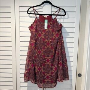 Pixley Alesha Dress Fuchsia Paisley Halter Mini Dress XL Flare New Imperfection